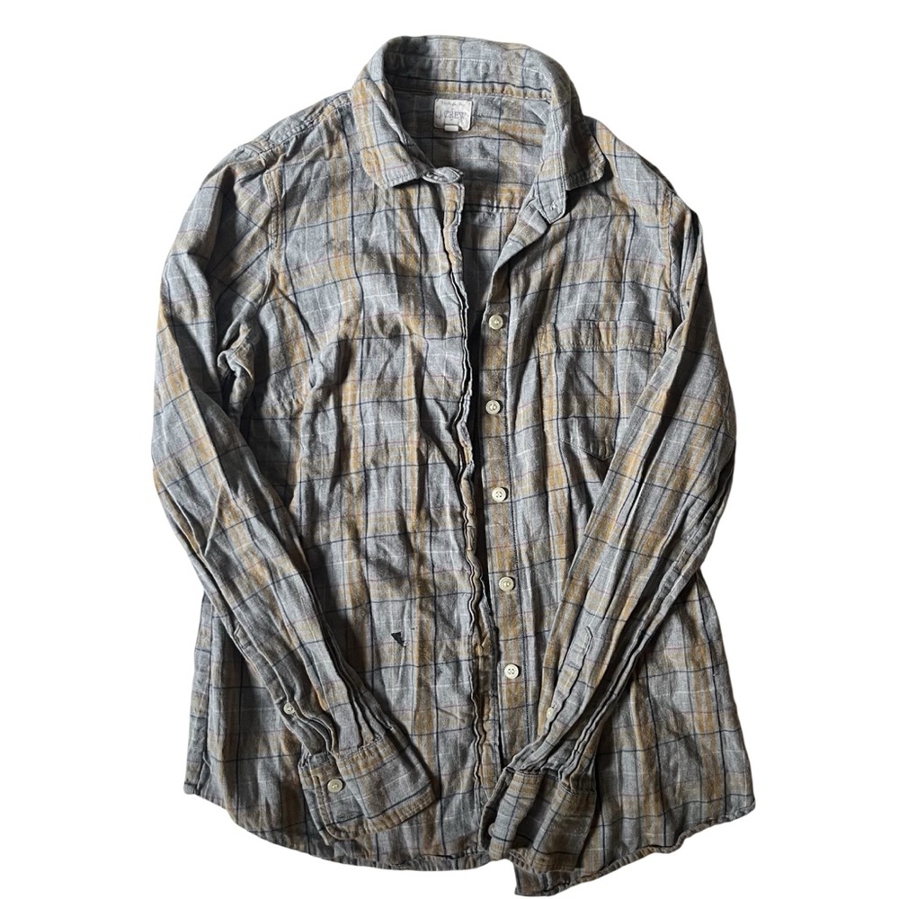 J. Crew Women’s Gray and Tan Plaid Casual Shirt